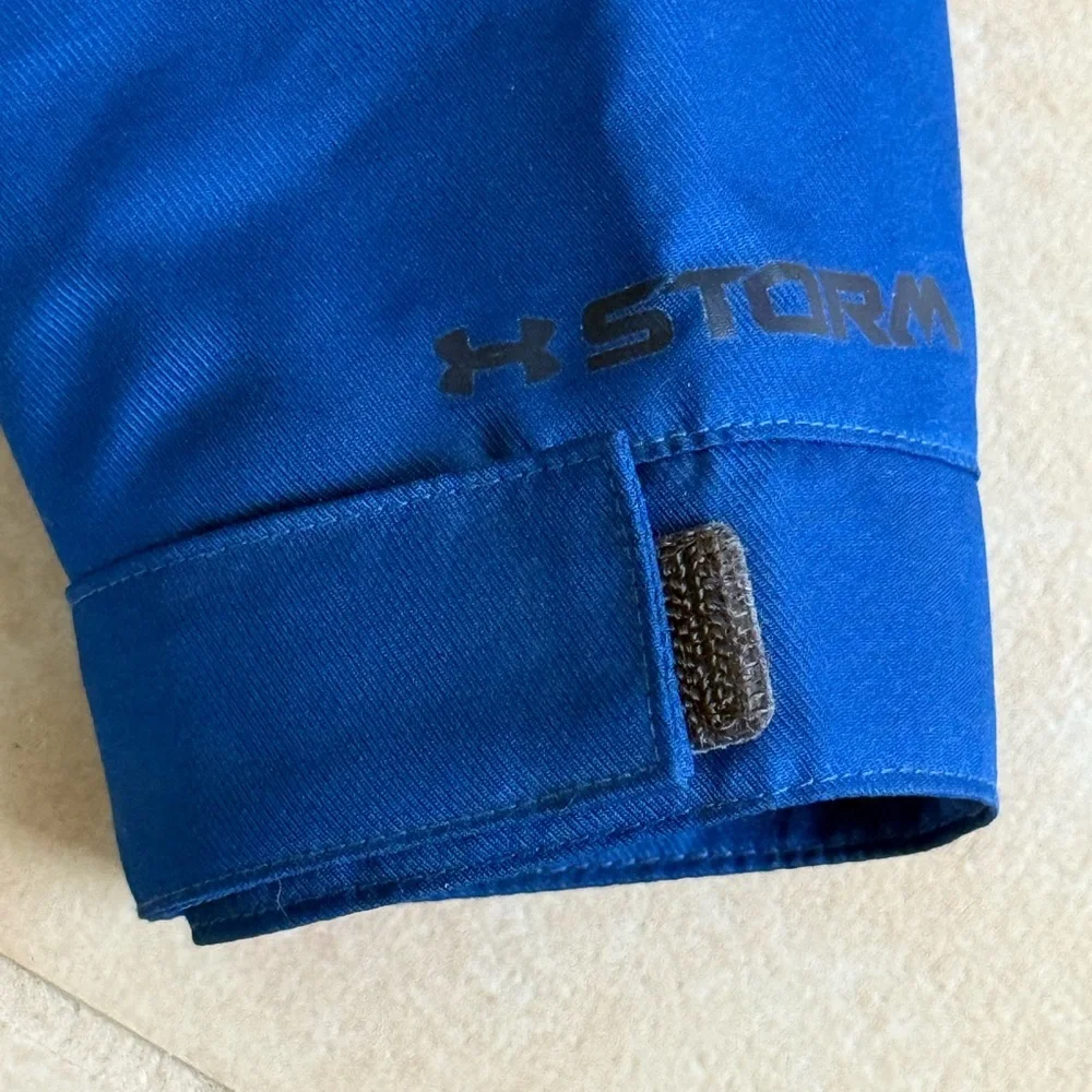 Under Armour Boys YXL Youth XL Blue and Gray UA Storm Raincoat Wind Breaker Kids - Picture 6 of 6